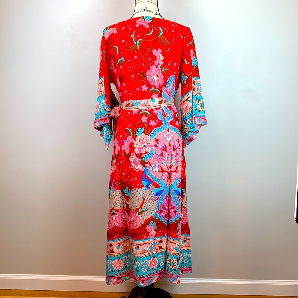 Vibrant Bohemian Kimono Maxi Dress - Picture 9 of 14